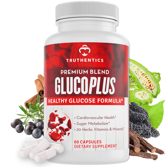 Glucose Support Supplement – Cinnamon, Chromium & Vanadium for Healthy Glucose Metabolism | Truthentics GlucoPlus – 60 Capsules
