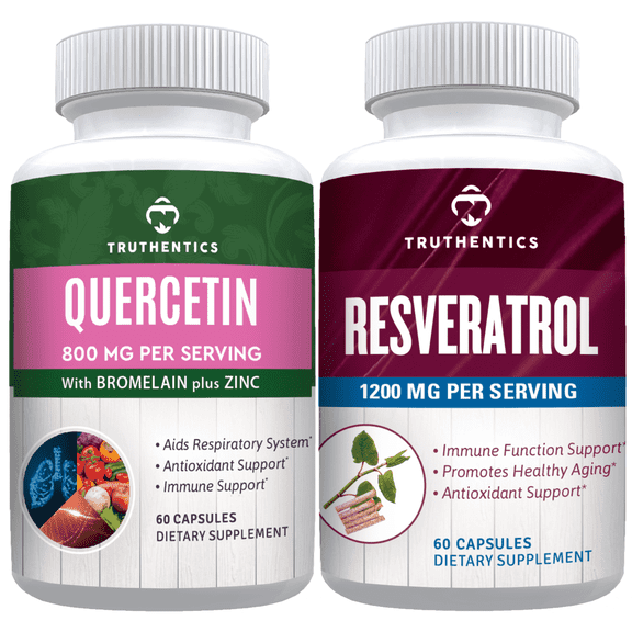 Truthentics Quercetin 800mg Plus Resveratrol 1200mg Antioxidant Bundle, 120 Capsules