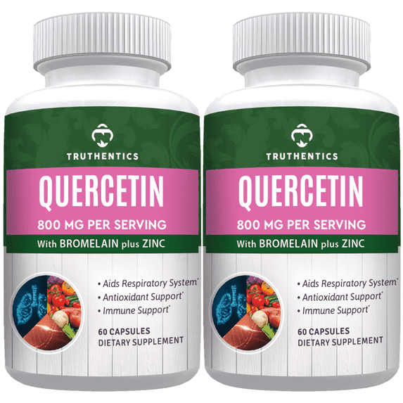 Truthentics Quercetin with Bromelain and Zinc Supplement, 800mg, 120 Capsules, 2-Pack