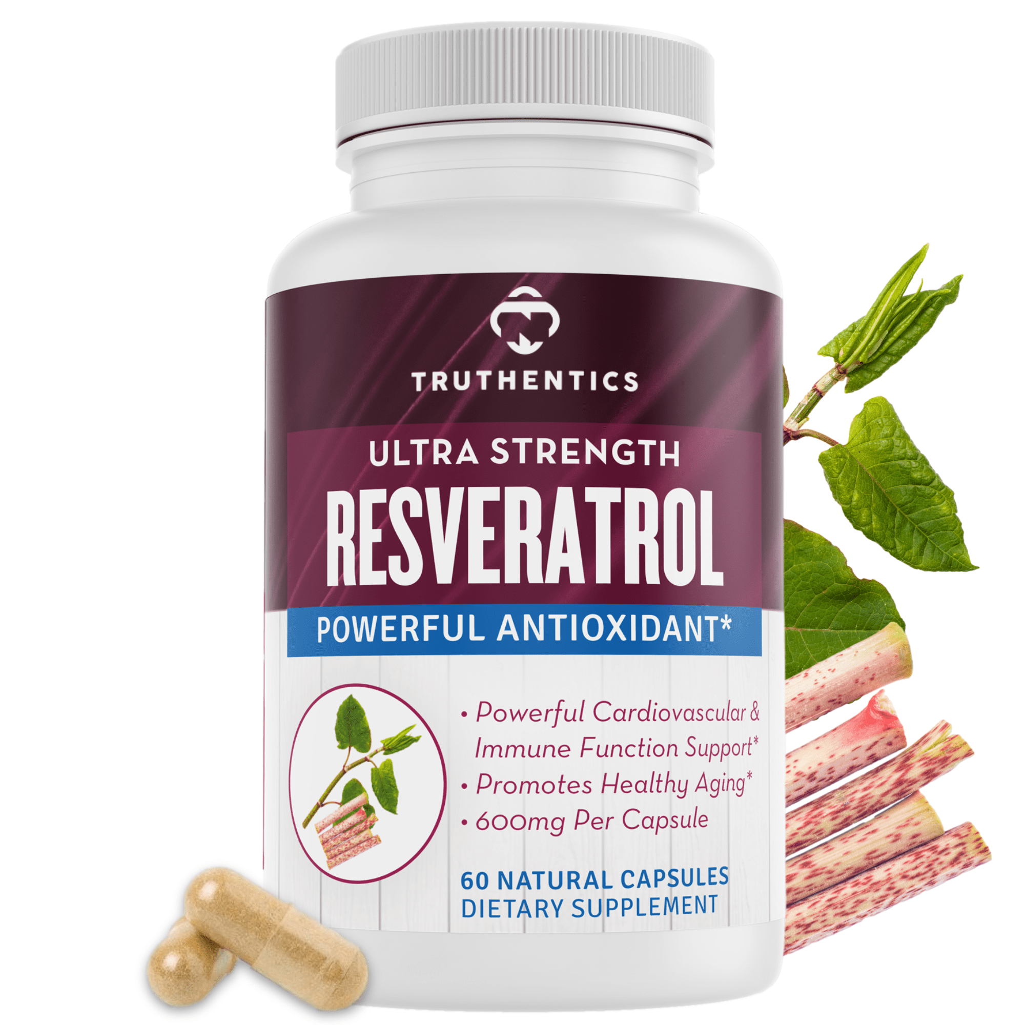 Truthentics Resveratrol Capsules 1200mg Extra Strength Resveratrol with Trans Resveratrol