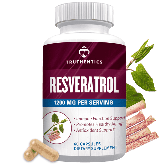 Truthentics Resveratrol Antioxidant Supplement, 1200mg, 60 Vegan Capsules