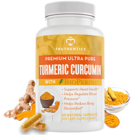 Truthentics Turmeric Curcumin with Bioperine Organic Turmeric 1300mg - 60 Capsules