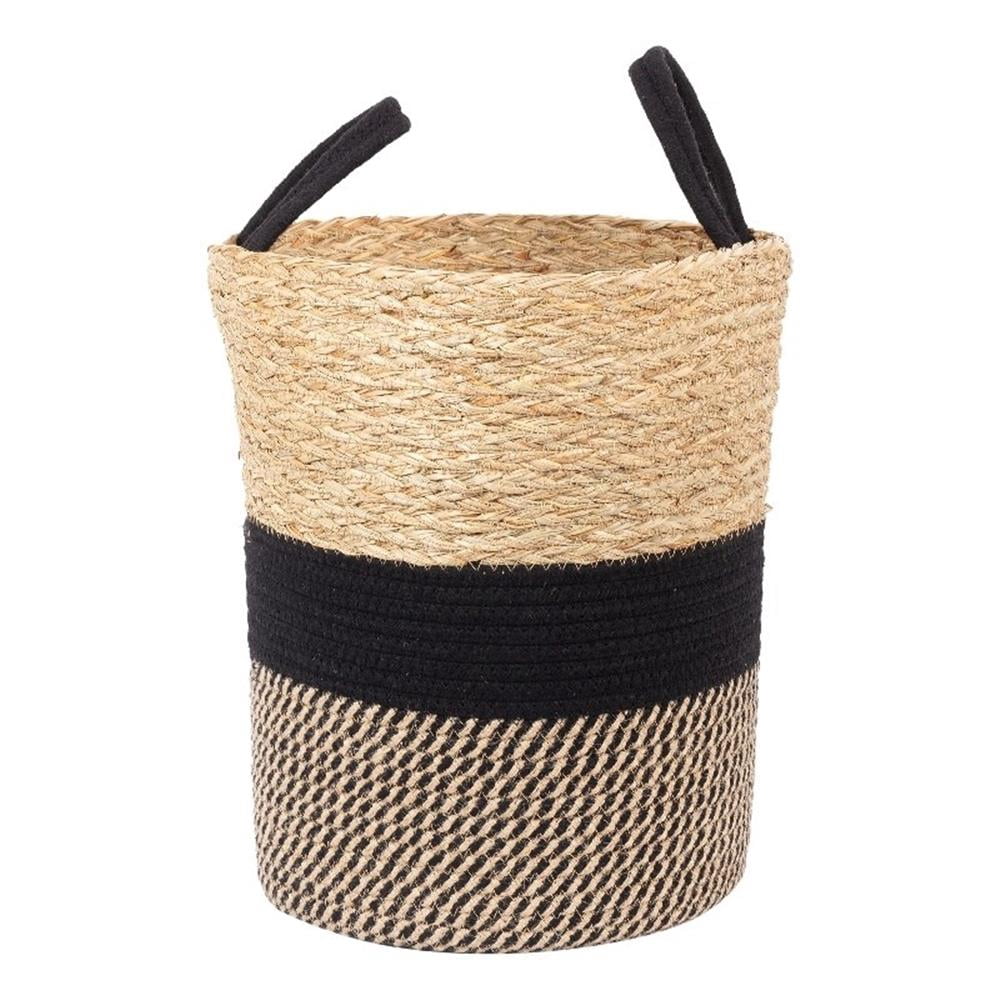 Truu Design Natural Seagrass Cotton Jute Storage Basket with Handles