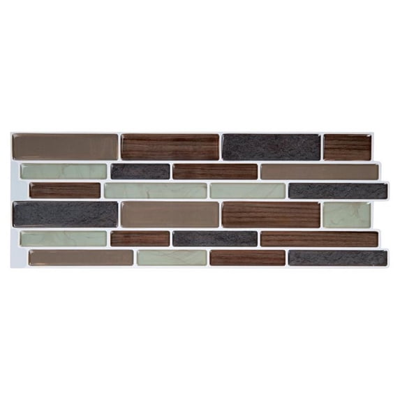 Truu Design Plastic Peel/Stick Backsplash Wall Tile Set Multi-Color (Set of 12)