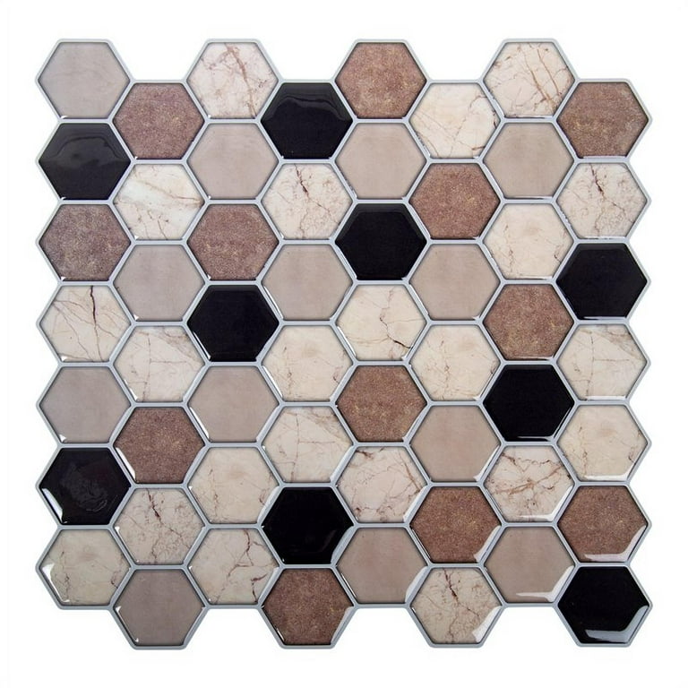 Truu Design Plastic Peel and Stick Multi-Color Wall Tile Set