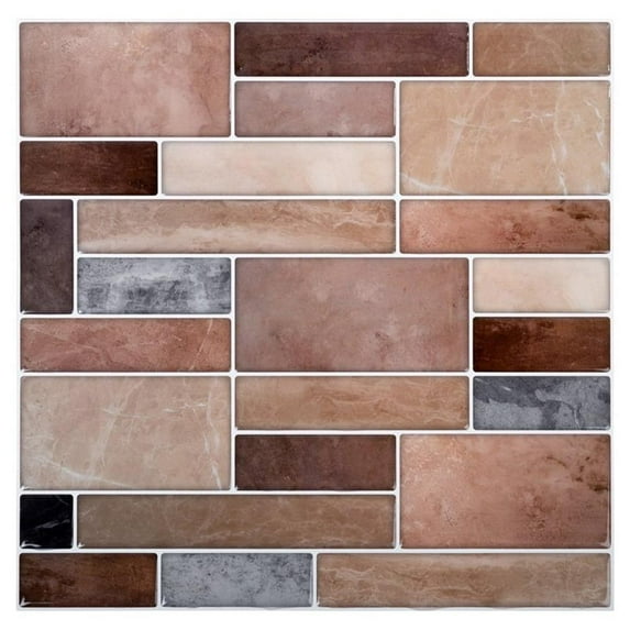 Truu Design Plastic Peel/Stick Backsplash Wall Tile Set Multi-Color (Set of 6)