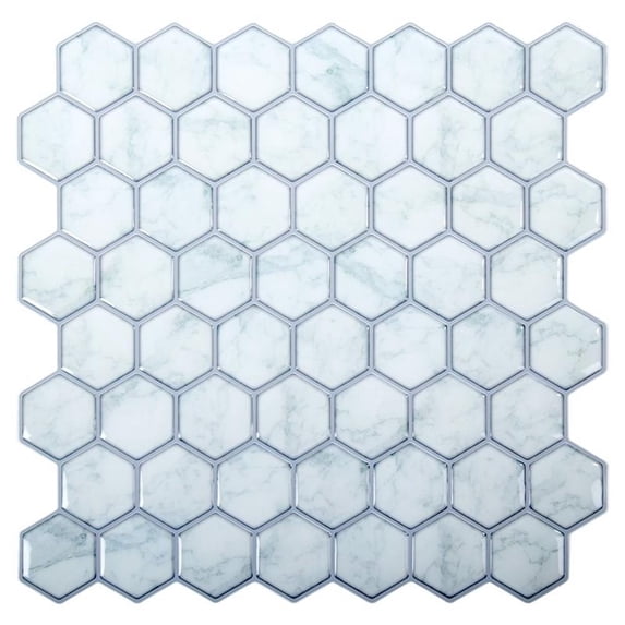 Truu Design Plastic Peel and Stick Blue Wall Tile Set