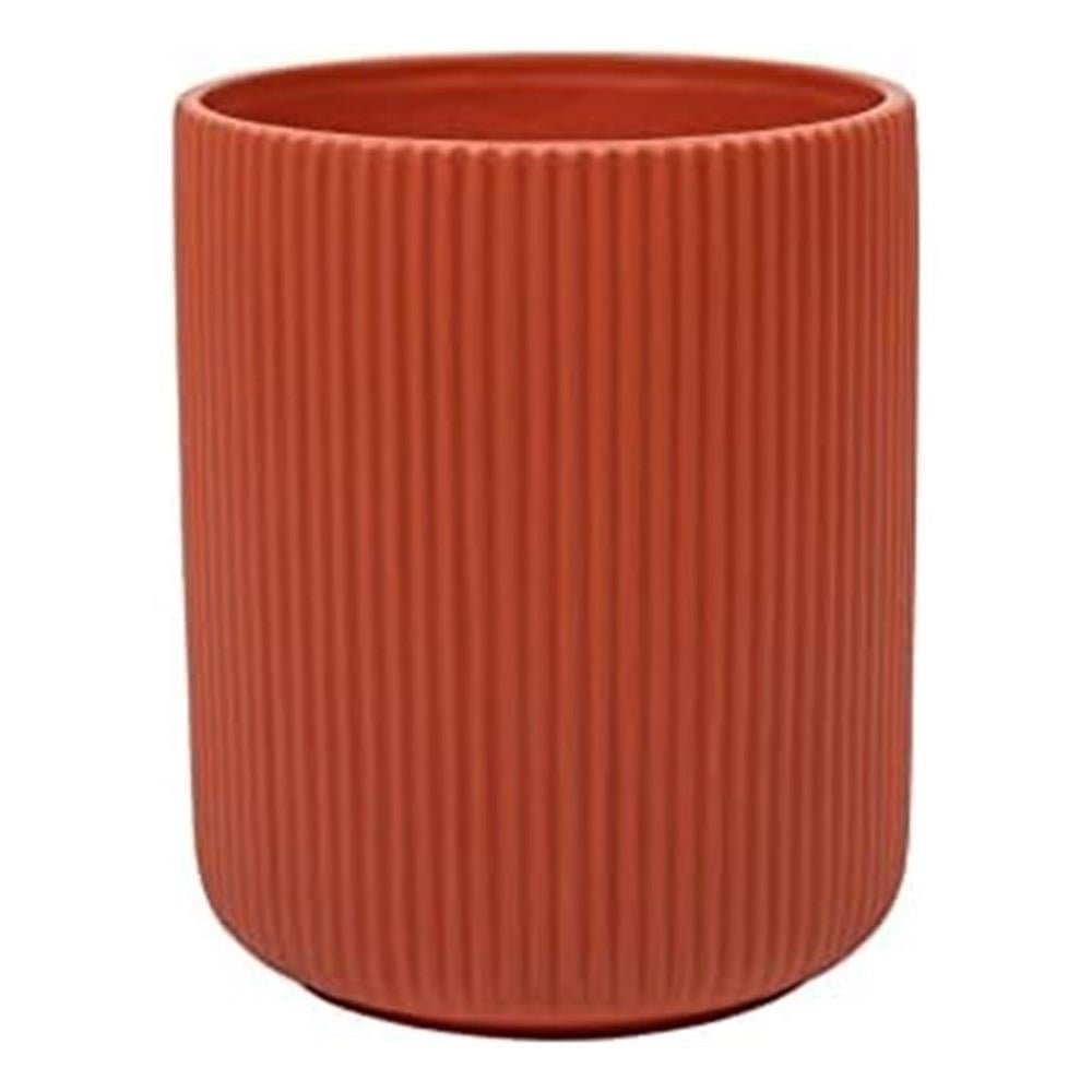 Red Ribbed Ceramic Indoor/Outdoor Planter Vase