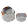 thumbnail image 1 of Truu Design Set of 3 Cotton Rope Gray Round Baskets with Handles, 1 of 5