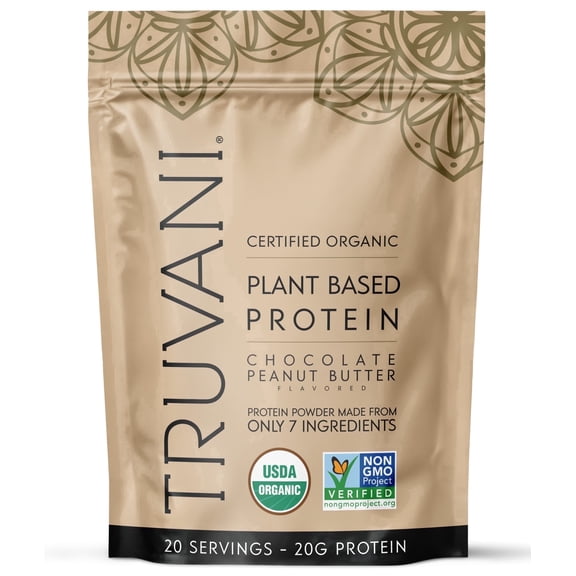 Truvani Vegan Plant Based Pea Protein Powder | Organic | Chocolate Peanut Butter | 20 Servings | Gluten & Dairy Free