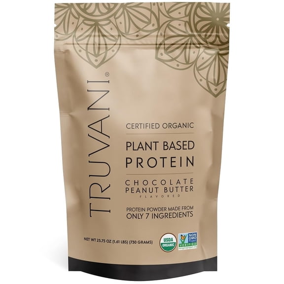 Truvani Vegan Plant Based Pea Protein Powder | Organic | Chocolate Peanut Butter | 20 Servings | Gluten & Dairy Free