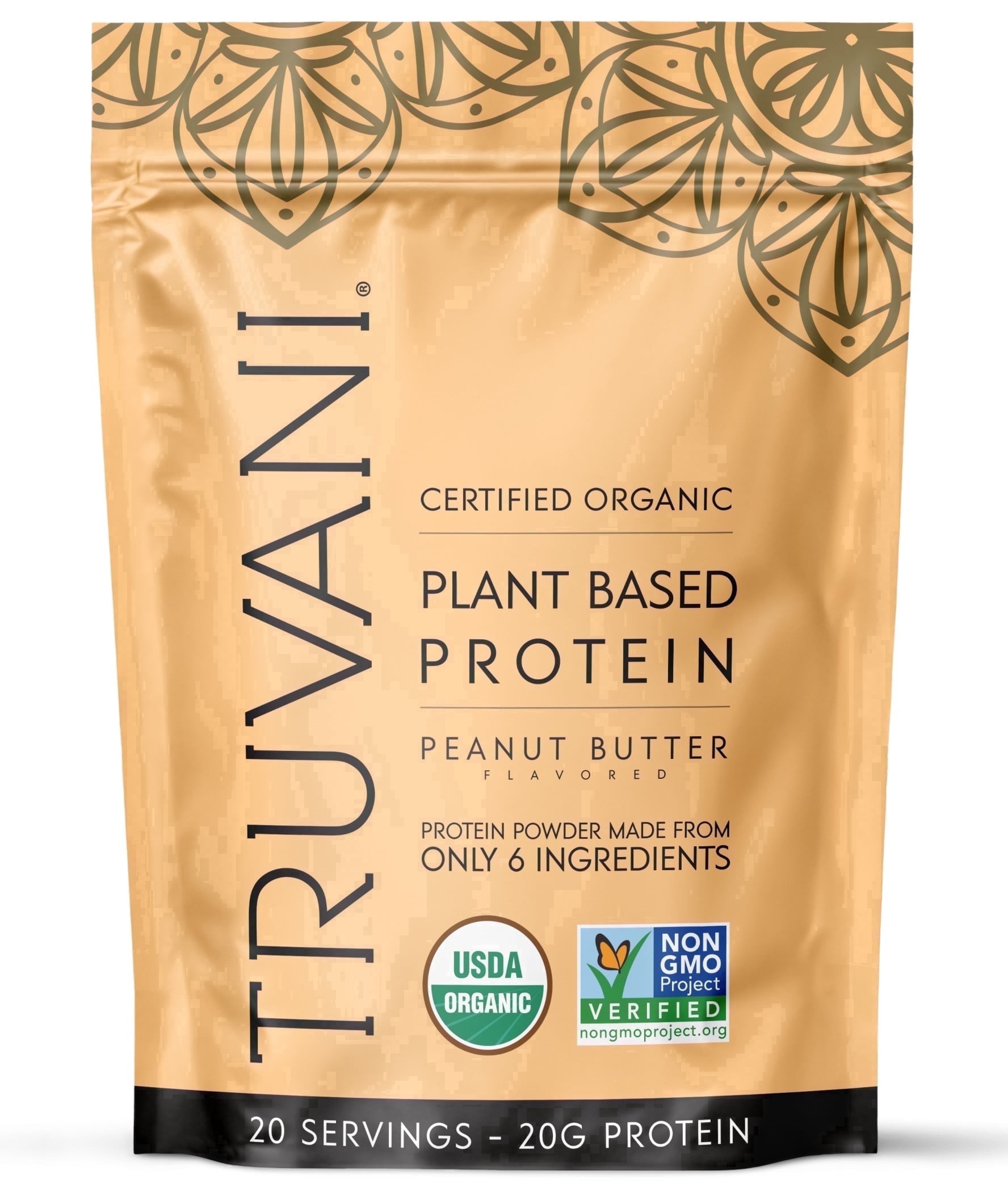 Truvani Vegan Plant Based Pea Protein Powder | Organic | Peanut Butter | 20 Servings | Gluten & Dairy Free