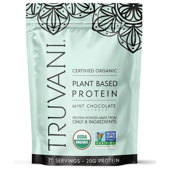 Truvani Vegan Pea Protein Powder | Mint Chocolate | 20g Organic Plant Based Protein | 20 Servings | Keto | Gluten & Dairy Free | Low Carb | No Added Sugar