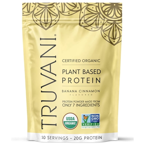 Truvani Vegan Pea Protein Powder | Banana Cinnamon | 20g Organic Plant Based Protein | 10 Servings | Keto | Gluten & Dairy Free | Low Carb | No Added Sugar