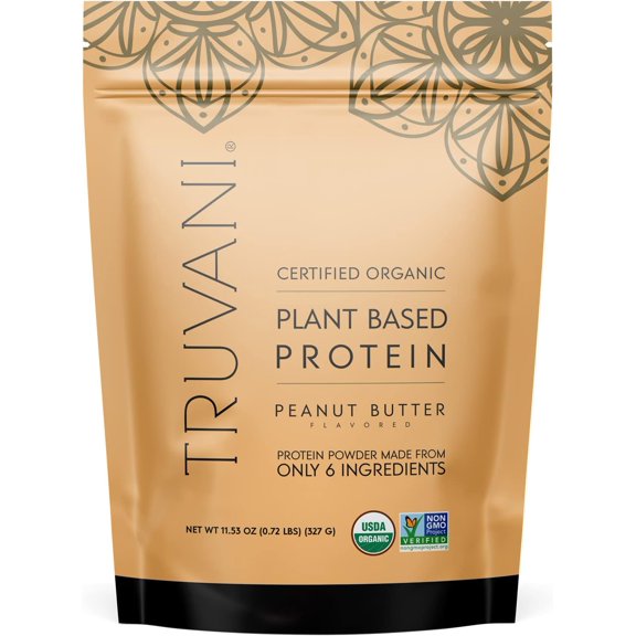 Truvani Organic Plant Based Protein Powder, Peanut Butter, 11.53 Oz, 2 Pack