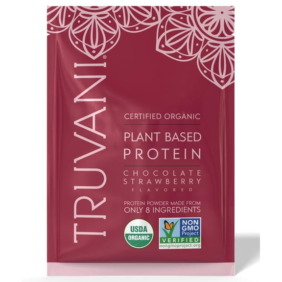 Truvani Vegan Pea Protein Powder | Chocolate Strawberry | 20g Organic Plant Based Protein | 1 Serving | Keto | Gluten & Dairy Free | Low Carb | No Added Sugar