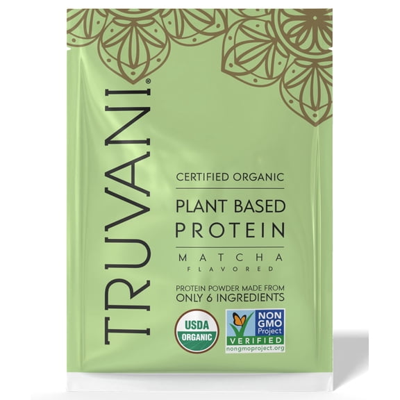 Truvani Vegan Pea Protein Powder | Matcha | 20g Organic Plant Based Protein | 1 Serving | Keto | Gluten & Dairy Free | Low Carb | No Added Sugar