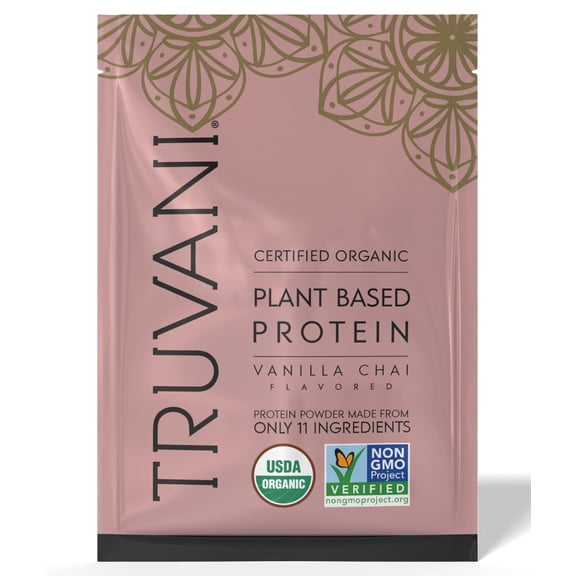 Truvani Vegan Pea Protein Powder | Vanilla Chai | 20g Organic Plant Based Protein | 1 Serving | Keto | Gluten & Dairy Free | Low Carb | No Added Sugar