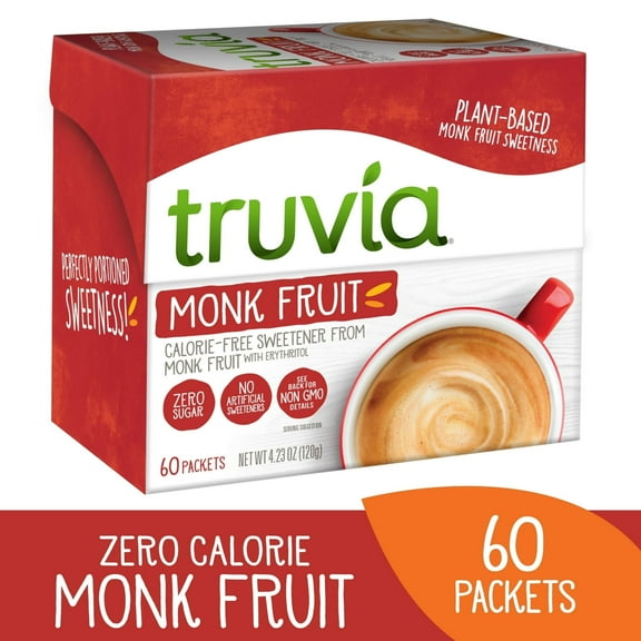 Truvia Calorie-Free Sweetener from The Monk Fruit, 60 Packets (4.23 oz Carton)