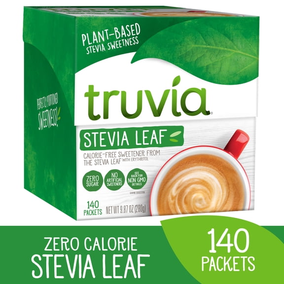 Truvia Calorie-Free Sweetener Stevia Leaf Packets, 140 Count (9.87 oz Carton)