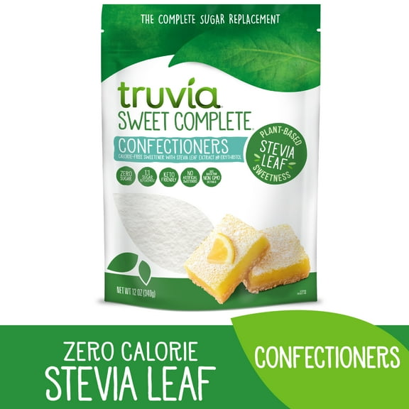 Truvia Sweet Complete Confectioners, Powdered Stevia Leaf Sweetener with Zero Calories, 12oz Bag