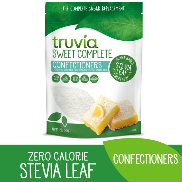 Truvia Sweet Complete Confectioners, Powdered Stevia Leaf Sweetener with Zero Calories, 12oz Bag