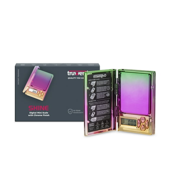 Truweigh Shine Digital Mini Scale (100g x 0.01g Chrome Rainbow) - Digital Kitchen Scale - Digital Gram Scale