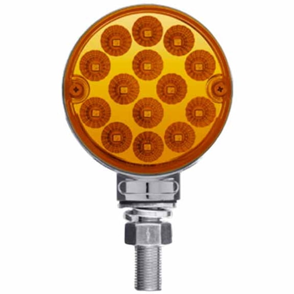 Trux 28 LED 3 Inch Round Reflector Turn & Marker Light W/ Single Post - Amber & Red LED/ Amber & Red Len
