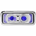 thumbnail image 1 of Trux Chrome LED Projector Headlight Assembly W/ Bezel, Visor & Blue Backlit Auxiliary - Passenger Side For Peterbilt, Kenworth, Freightliner Classic, Western Star, 1 of 4