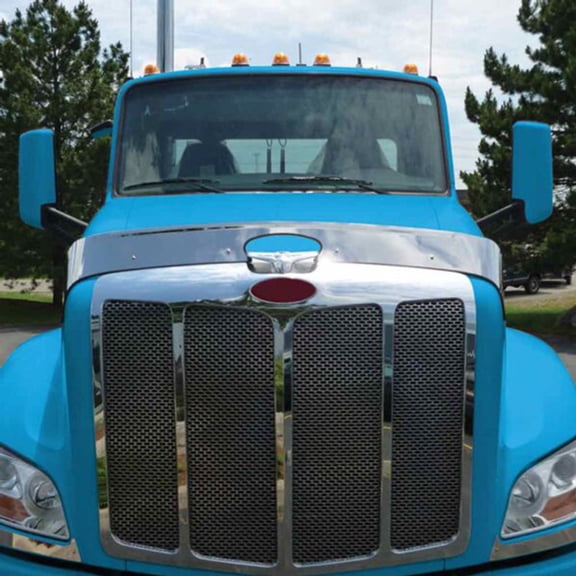 Trux THOD-PET579 - Stainless Steel Bug Shield With Cutout For Emblem For Peterbilt