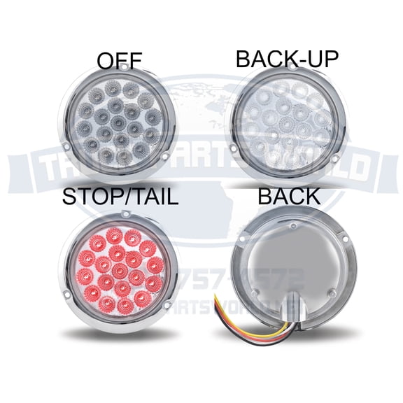 Trux TLED-4X40F Stop, Turn & Tail Light, Dual Revolution, 4" , Red/White,