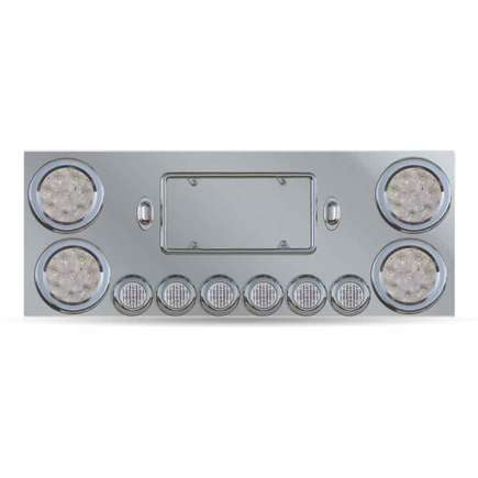 Trux TU-9001LC - Center LED Light Panel W/ Red LED Clear Lens Lights & Chrome Twist-On Bezels