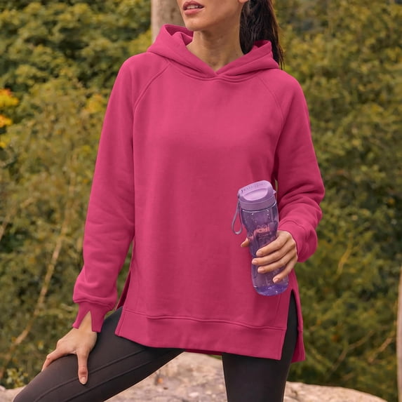 Trwkzve Long sleeve Hoodie Womens With Hood Sweatshirts Pink S