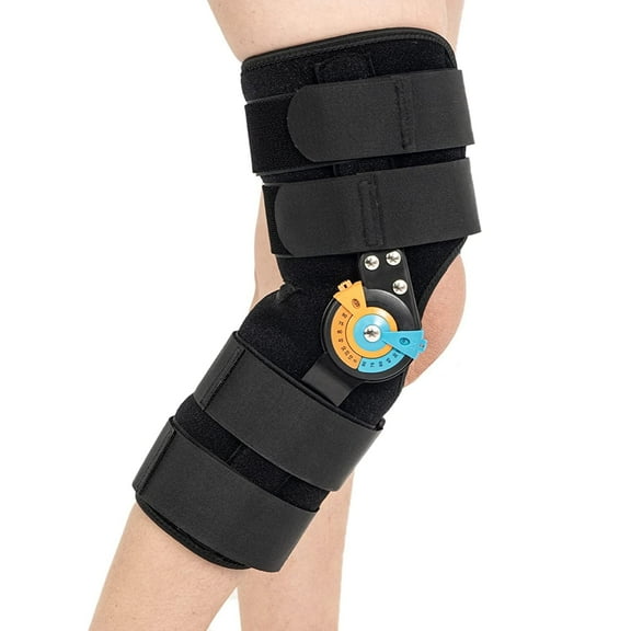 Trxaluviy Hinged Knee Brace with Side Stabilizers ROM Knee Support Adjustable Knee Immobilizer for Knee