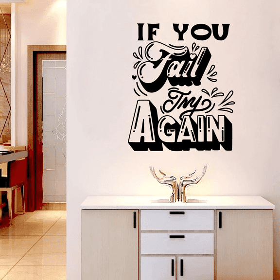 Try Again Quote Classroom Wall Decals Stickers Education Educational Quotes for Teachers Students School Room Nursery Kindergarten Library Home Art Decals Wall Art Vinyl Decoration Size (40x24 inch)
