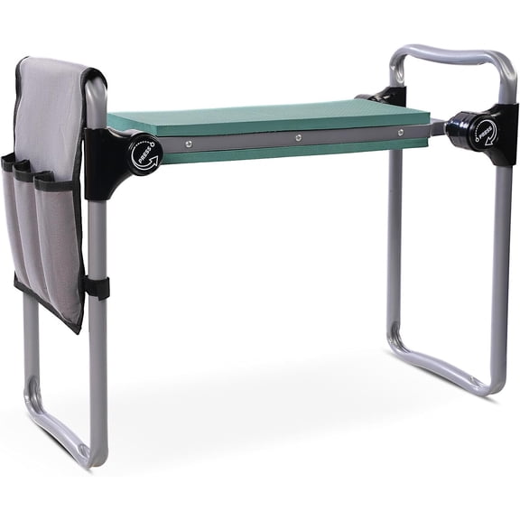 Try & DO Garden Kneeler and Seat with Smart Button-Press Design, Garden Stool with Soft EVA Kneeling Pad and Tool Bag, 2 in 1 Foldable and Lighrweight