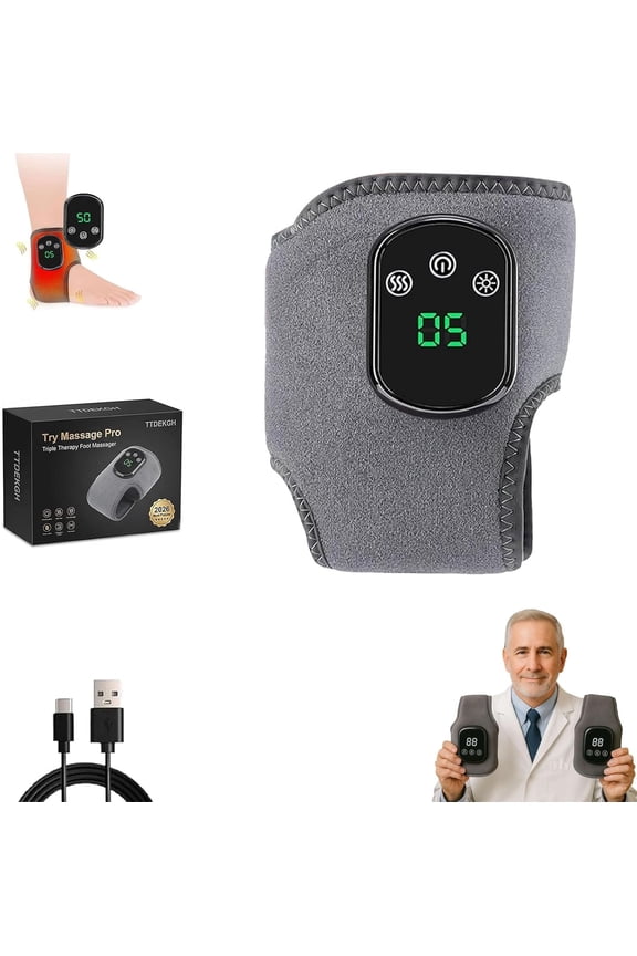 Try Massager Pro Foot Massage, Triple Therapy Foot Massager, Wireless Portable Foot Massag, Smart Timer, Touch Screen, with 5 Heat & 3 Vibration Mode for Home/Office/Travel (1 PCS)