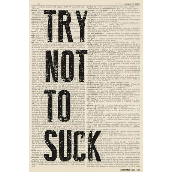 Try Not To Suck (dictionary background) Poster Print