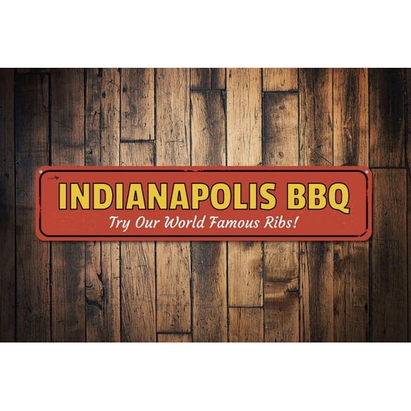 Try Our World Famous Ribs Sign Town/City Sign Custom Barbeque Location Sign BBQ Kitchen Decor - BBq Decor - Size: 16 x 4 Inches