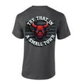 thumbnail image 1 of Try That In A Small Town Country Music Bull Skull Back Print Flag Sleeve Mens Short Sleeve T-shirt Graphic Tee-Heather Grey-small, 1 of 4