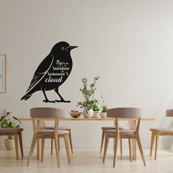 Try To Be A Rainbow In Someone's Cloud Life Quote Beautiful Bird Silhouette Design Vinyl Wall Sticker Art WallDecal Boys Girls Kids Room Design Bedroom Nursery Kinder Home Decoration Size (30x22 inch)