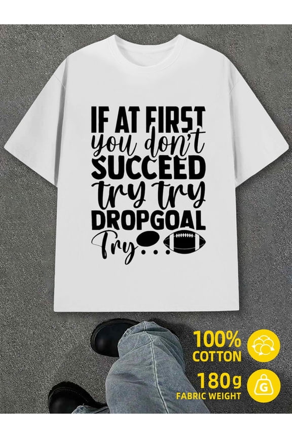 Try Try Try men's white 180G 100% Cotton New spring and autumn trendy printed T-shirts Retro Unisex Shirt Crewneck tshirts Unique Design Unisex Shirt Cotton tshirts