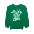 thumbnail image 1 of Try Your Luck Graphic Fleece Pullover with Long Sleeves, Womens Plus Size, 1 of 3