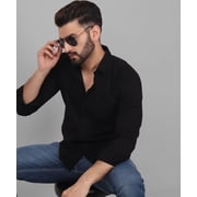 TryBuy Exclusive Black Solid Button Down Cotton Shirt for Men