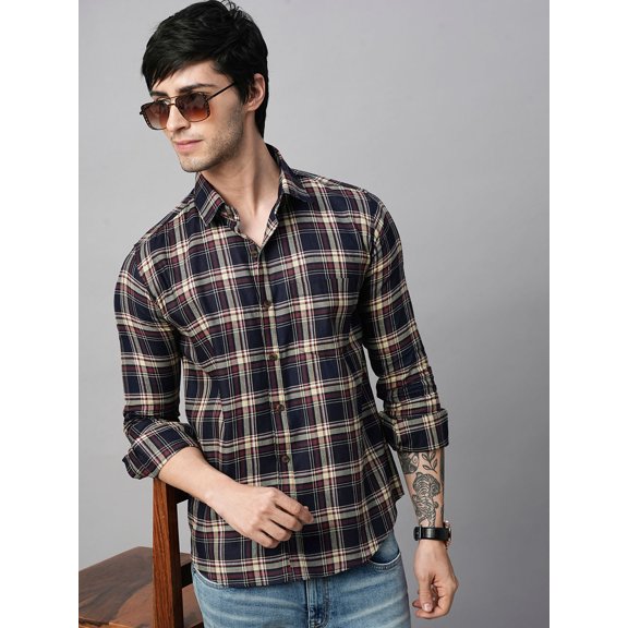 TryBuy Max Checked Men's Shirt, Full Sleeves Regular Fit Casual Shirts, Sizes M