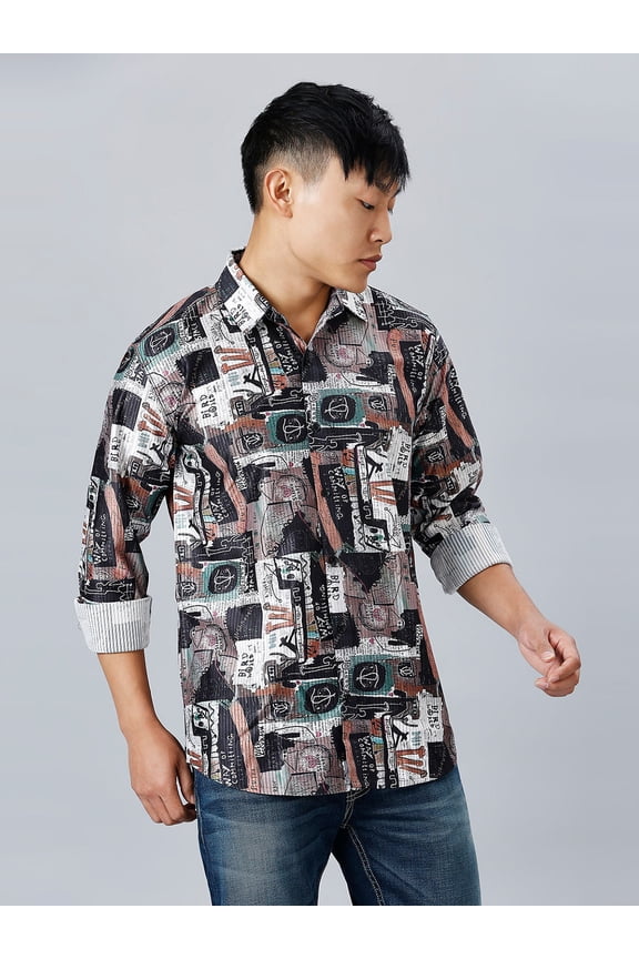 Rome Printed Men's Button-Up Shirts, Full Sleeves Casual Dress Shirt, Sizes M