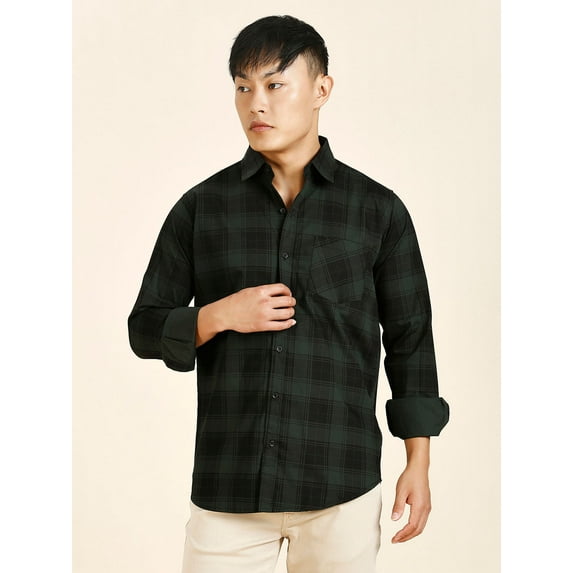 TryBuy Serene Checked Men's Shirts, Full Sleeves Button-Up Casual Shirt for Men, Sizes XL
