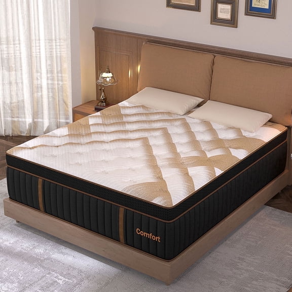 TryFAIR Twin Size Mattress 12inch Medium Firm Hybrid Mattress with Gel Memory Foam Pocket Innerspring for Pressure Relief Motion Isolation,CertiPUR-US,Adults,Black