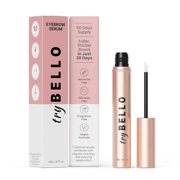Trybello Eyebrow Serum | Natural Thickening & Strengthening Formula for Fuller Eyebrows | Biotin, Peptides, and Botanical Extracts | No Parabens, Silicones, PEGs | Vegan, Gentle, Non-Irritatin