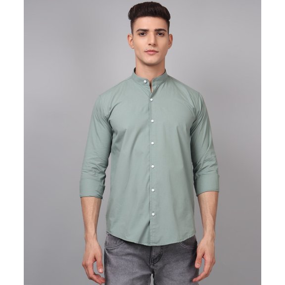 Trybuy Premium Fashionable Cotton Casual Solid Ocean Green Shirt for Men